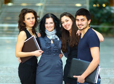 Group of merry students.