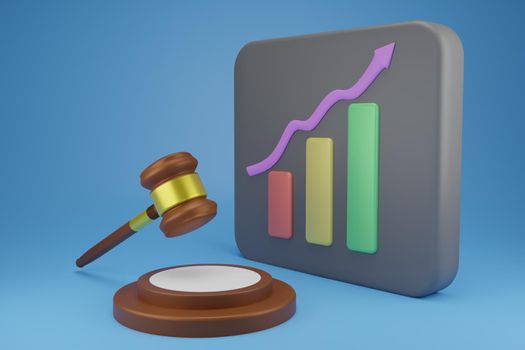 3D Lawyer concept and 3D Financial report chart. Data analysis for business startup concept. 3d render illustration