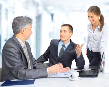 A business team sitting in office and planning work