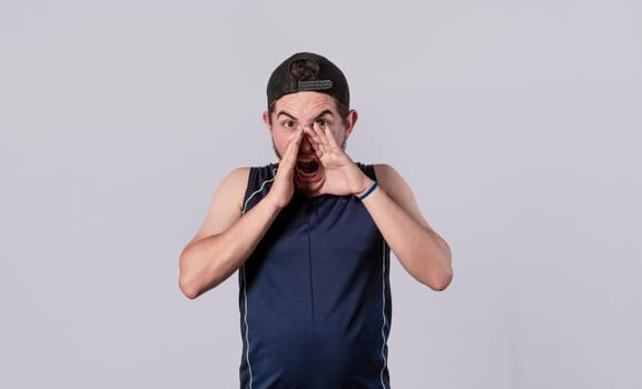 surprised man isolated, surprised young man, man with a surprised face, shocked man
