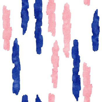 Hand drawn watercolor seamless pattern with navy blush boho elements. Bohemian blue pink fabric print, indigo rose geometric abstract shapes, ethnic design. For wedding invitation, gender reveal cards decor wallpaper