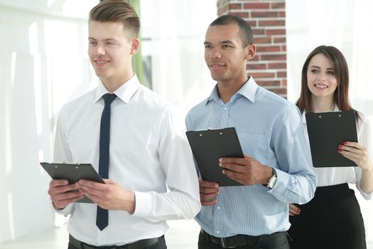 portrait of an Executive business team on office background .photo with copy space