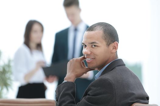 closeup .a successful businessman on blurred background .business people.