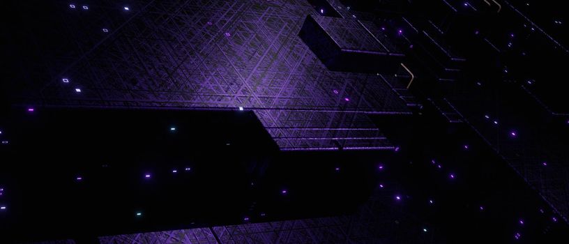 SciFi Futuristic Pattern Purple Background Surface Different Moods Purple Abstract Background Dark Concepts 3D Illustration