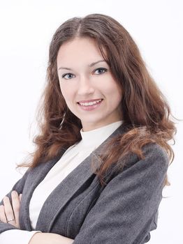 closeup portrait of a successful business woman.isolated on white.photo with copy space