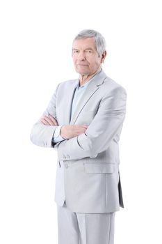 senior businessman standing with arms crossed on white background.photo with copy space