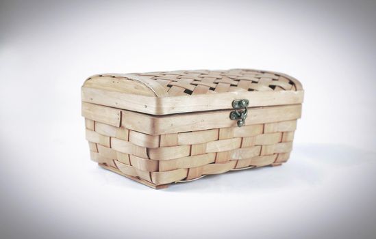 wicker box.isolated on a white background.photo with copy space.