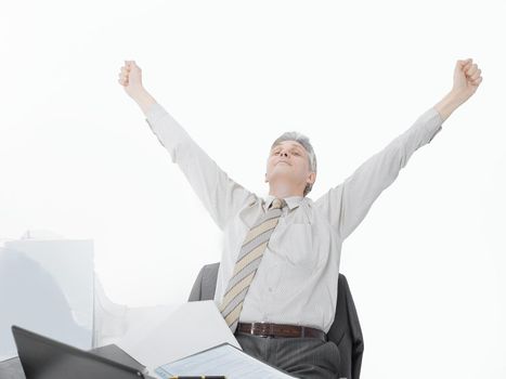 modern businessman resting in his office.coffee break.photo with copy space