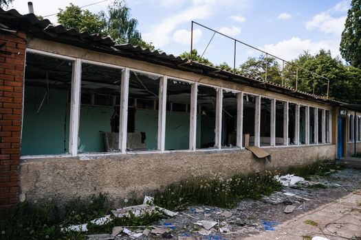 Consequences of the bombing of civilian houses. Russia military invasion of Ukraine