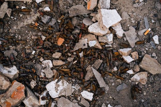 War in Ukraine. Cartridge cases in the city of Trostyanets. Sumy region. Civil buildings. Russian military invasion of Ukraine