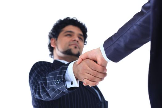 closeup.confident handshake international business partners.isolated on a white background