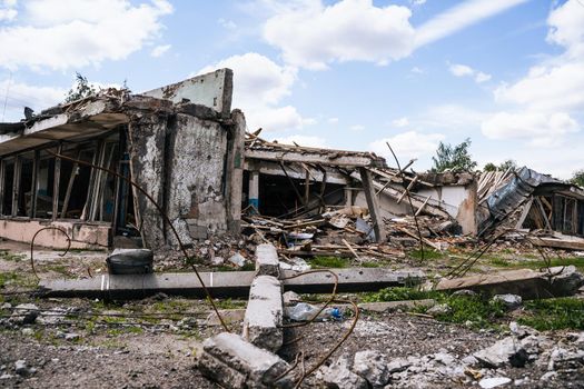 Consequences of the bombing of civilian houses. Russia military invasion of Ukraine