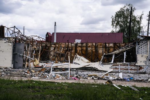 Consequences of the Russian peace in the city of Trostyanets. Sumy region. Civil buildings. Russian military invasion of Ukraine