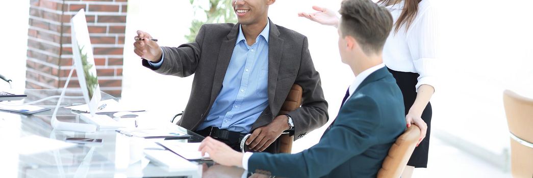 business team in the workplace in the office.photo with copy space