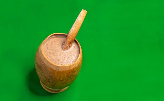 Pinolillo drink on the table with background, Nicaraguan pinolillo drink