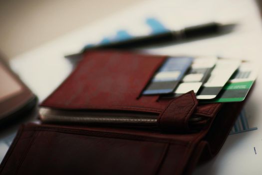 leather wallet with credit and discount cards