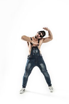 best rapper dancing break dance .photo on a light background. the photo has a empty space for your text