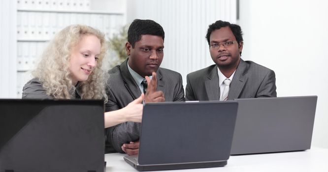 business team discussing business issues in office.photo with copy space