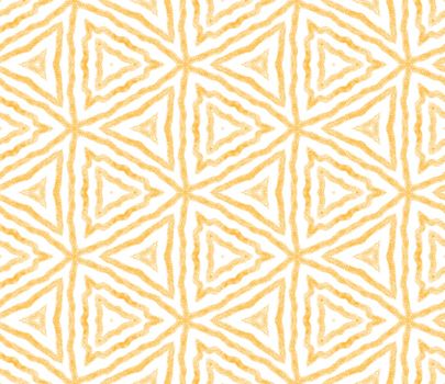 Arabesque hand drawn pattern. Yellow symmetrical kaleidoscope background. Oriental arabesque hand drawn design. Textile ready adorable print, swimwear fabric, wallpaper, wrapping.