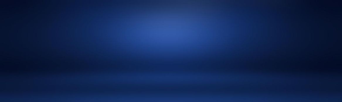 Abstract Luxury gradient Blue background. Smooth Dark blue with Black vignette Studio Banner