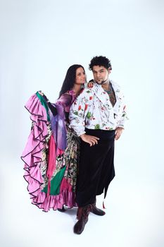 Gypsy dance pair.Gypsy dance.a dance show.the national costume.ethnic culture.the photo with blank space for text