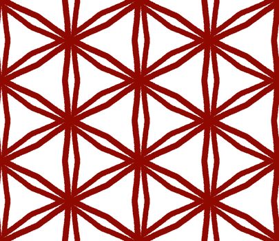 Geometric seamless pattern. Maroon symmetrical kaleidoscope background. Hand drawn geometric seamless design. Textile ready mesmeric print, swimwear fabric, wallpaper, wrapping.