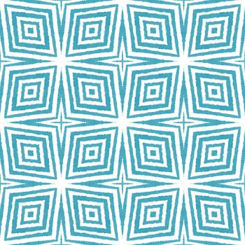 Textured stripes pattern. Turquoise symmetrical kaleidoscope background. Textile ready charming print, swimwear fabric, wallpaper, wrapping. Trendy textured stripes design.