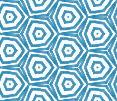 Chevron stripes design. Blue symmetrical kaleidoscope background. Geometric chevron stripes pattern. Textile ready precious print, swimwear fabric, wallpaper, wrapping.