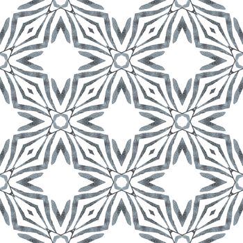 Watercolor medallion seamless border. Black and white comely boho chic summer design. Medallion seamless pattern. Textile ready terrific print, swimwear fabric, wallpaper, wrapping.