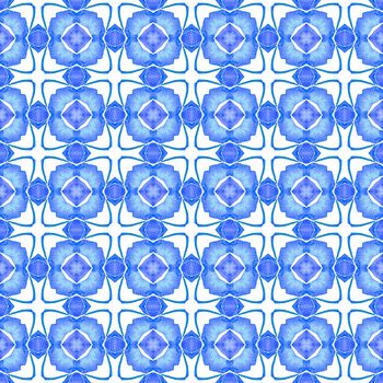 Mosaic seamless pattern. Blue bewitching boho chic summer design. Hand drawn green mosaic seamless border. Textile ready alive print, swimwear fabric, wallpaper, wrapping.