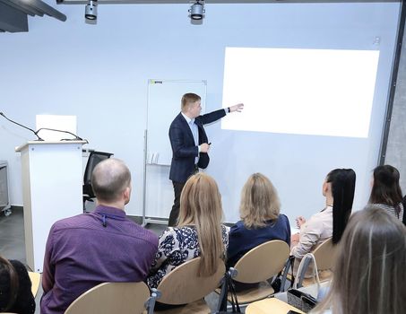 businessman discussing a new business project with the members of his team.photo with place for text