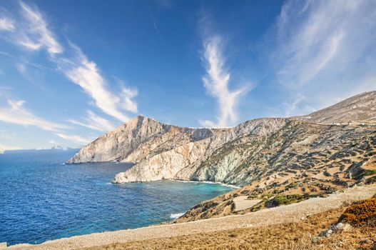 Beautiful scenery of Folegandros island in Greece, Cyclades complex