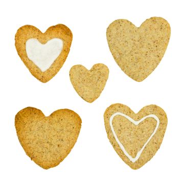 Heart-shaped cookie set isolated on white background. Biscuits for Valentine's day