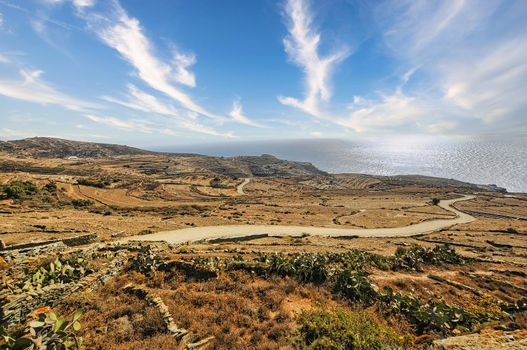 Beautiful scenery of Folegandros island in Greece, Cyclades complex