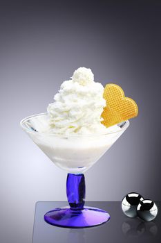 Sweet dessert concept. Frozen yogurt or soft ice cream.