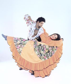 Gypsy dance pair.Gypsy dance.a dance show.the national costume.ethnic culture.the photo with blank space for text