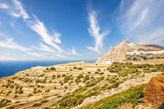 Beautiful scenery of Folegandros island in Greece, Cyclades complex