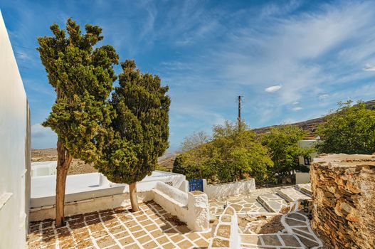 Beautiful village of Chora in the cycladic island of Sikinos of Greece