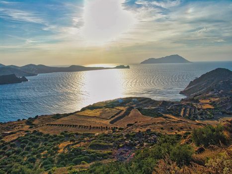 The picturesque village of Plaka on the island of Milos, famous village for traditional houses and great view of the sea