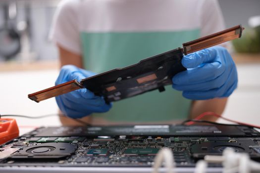 Repair upgrade computer parts and computer assembly. Selection of computer components printed circuit board for server computer workstation