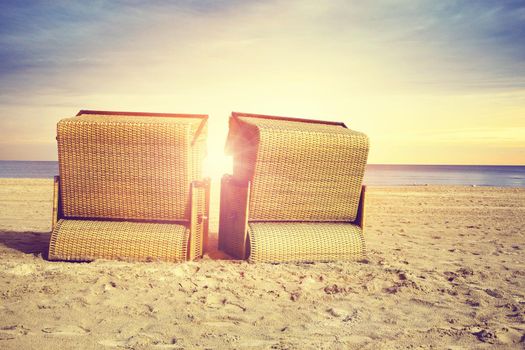 Baltic sea beach with dunes and ocean view. Holiday background.