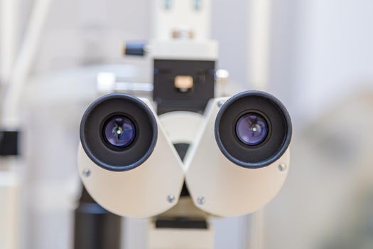 Modern equipment for the examination of the human eye. Optical device.