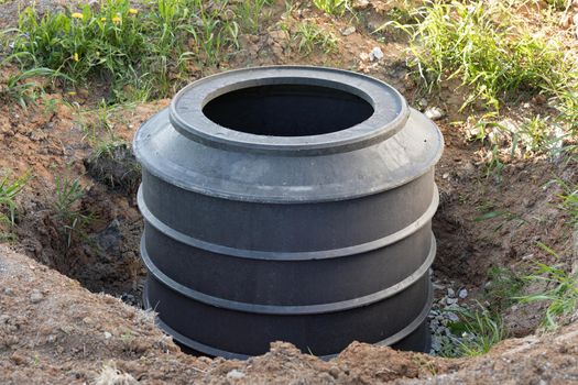 Installation of underground tank for sewage system