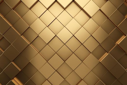 Gold metallic honeycomb and hexagon background pattern. 3d rendering