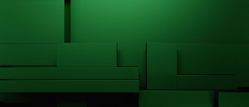 Abstract Luxurious Futuristic Cubes Three Dimensional Green Abstract Background 3D Illustration