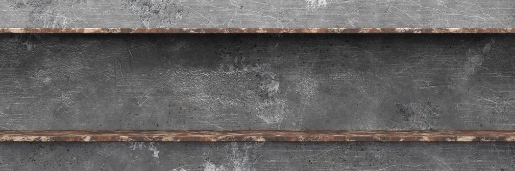 Grunge rusty scratched metal background. 3d rendering