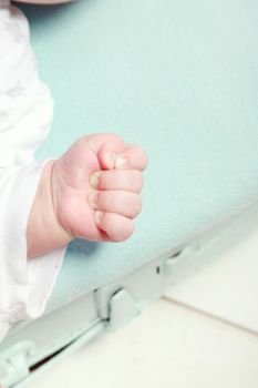 baby hand gesturing. Newborn's hand. Little baby