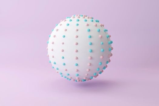Three dimensional render of white connected spheres. 3d illustration