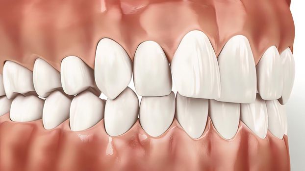 The process of chipping damaged teeth . 3D illustration