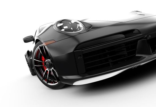 Generic and unbranded black sport car isolated on a white background: 3D illustration